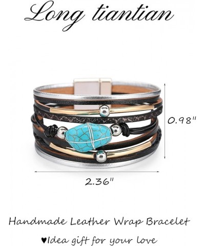 Bracelets for Women Leather Wrap Bracelets for Women Trendy Boho Jewelry for Womenangle Bracelets for Women Multilayer Stacka...