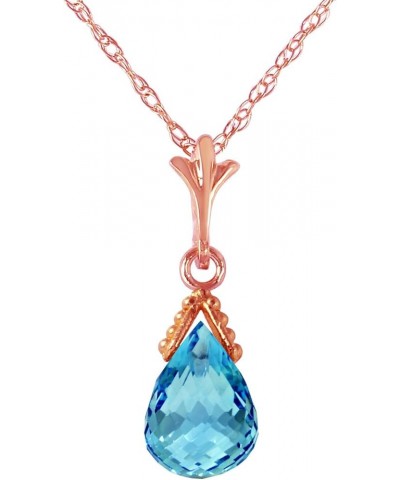 14k Solid Gold Jewelry Set: Natural Briolette Blue Topaz Pendant Necklace and Dangle Earrings Rose Gold 20.0 Inches $210.32 J...