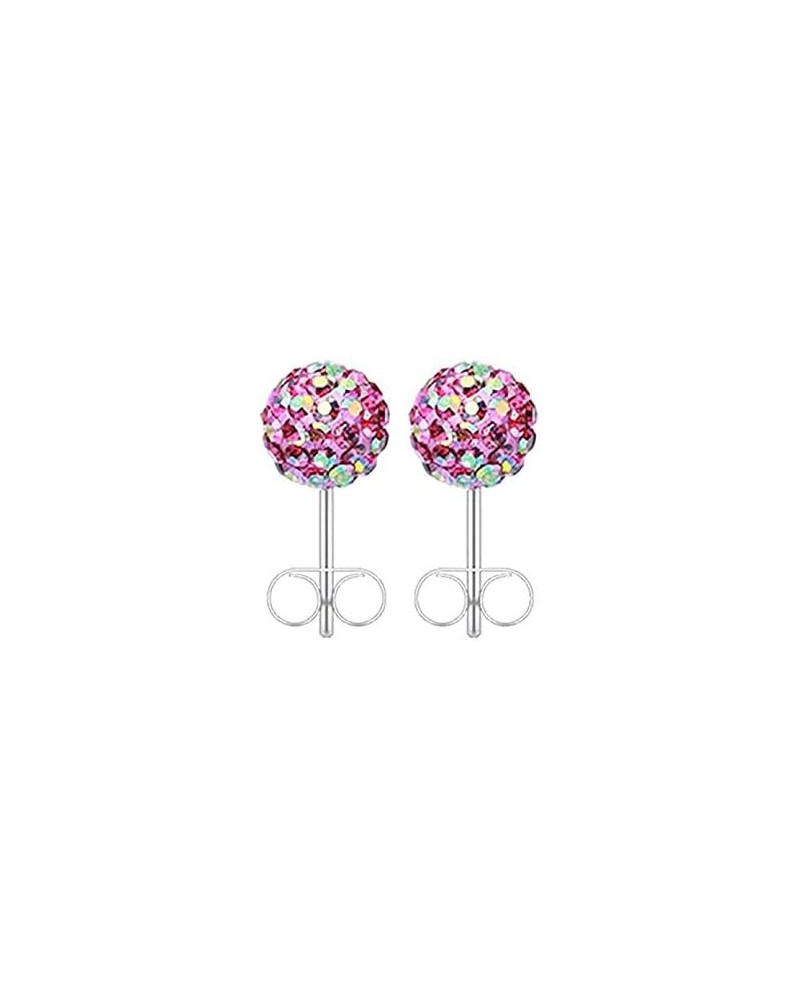 Multi-Sprinkle Dot Multi Gem Aurora Ball Ear Stud Earrings Fuchsia/Aurora Borealis, Ball Size: 6mm $10.19 Earrings