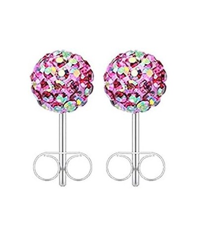 Multi-Sprinkle Dot Multi Gem Aurora Ball Ear Stud Earrings Fuchsia/Aurora Borealis, Ball Size: 6mm $10.19 Earrings