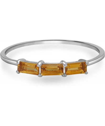 Heidi 14k Gold & Sterling Silver Genuine Gemstone Stackable 3-Stone Baguette Ring, Sizes 6-8 6 Sterling Silver Citrine $64.07...