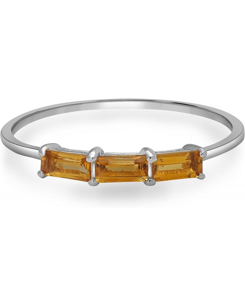 Heidi 14k Gold & Sterling Silver Genuine Gemstone Stackable 3-Stone Baguette Ring, Sizes 6-8 6 Sterling Silver Citrine $64.07...