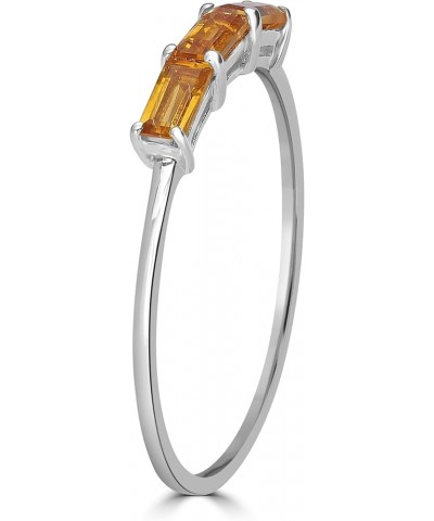 Heidi 14k Gold & Sterling Silver Genuine Gemstone Stackable 3-Stone Baguette Ring, Sizes 6-8 6 Sterling Silver Citrine $64.07...