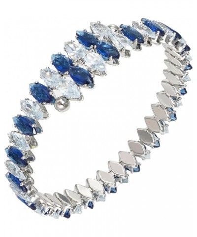 Rhinestone Cuff Bracelet Cubic Zirconia Tennis Bracelets Open Adjustable Elastic Bangle for Women Blue White $8.04 Bracelets