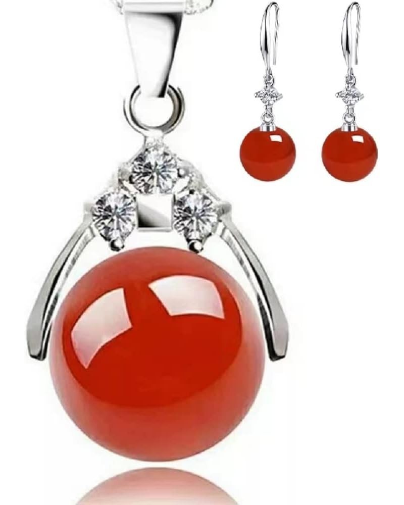 Women's fashion jewelry, chalcedony earrings and necklace set, a good choice of jewelry set Red-Necklace&earring $8.54 Jewelr...