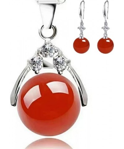 Women's fashion jewelry, chalcedony earrings and necklace set, a good choice of jewelry set Red-Necklace&earring $8.54 Jewelr...