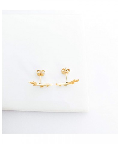 Antler Earrings For Women 18kt Gold Plated Stud Antler Crawler Earrings for Girls Outdoors Earring Cuffs Deer Animal Earrings...