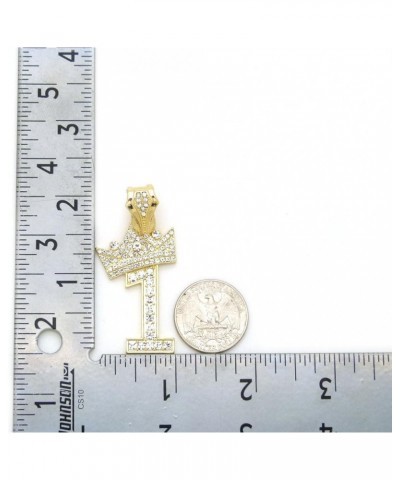 Pave Crown Tilted 1,2,3,4,5,6,7,8,9 Number Pendant 24" Box Chain Necklace in Gold Tone 1 - Gold $13.10 Necklaces