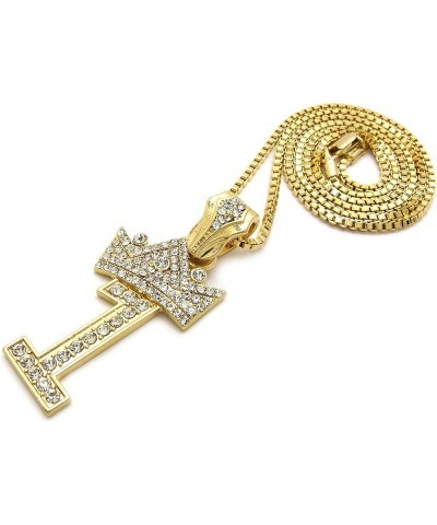 Pave Crown Tilted 1,2,3,4,5,6,7,8,9 Number Pendant 24" Box Chain Necklace in Gold Tone 1 - Gold $13.10 Necklaces