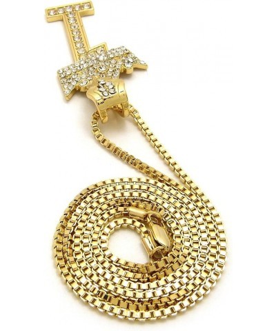 Pave Crown Tilted 1,2,3,4,5,6,7,8,9 Number Pendant 24" Box Chain Necklace in Gold Tone 1 - Gold $13.10 Necklaces