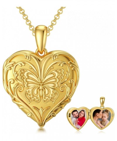 10K 14K 18K Solid Gold Personalized Sunflower/Starburst/Cross/Rose/Lotus/Butterfly/Turtle/Celtic/Bee Heart Locket Necklace Th...