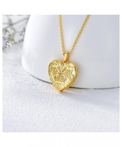 10K 14K 18K Solid Gold Personalized Sunflower/Starburst/Cross/Rose/Lotus/Butterfly/Turtle/Celtic/Bee Heart Locket Necklace Th...