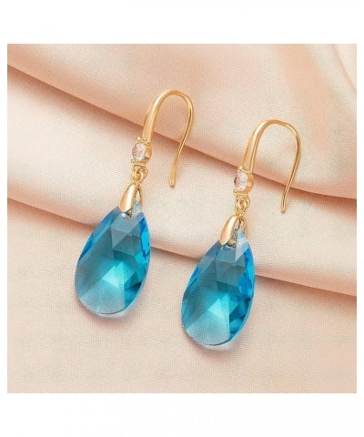 Austrian Crystal Teardrop Dangle Drop Earrings for Women 14K Gold Plated Hook Earring Hypoallergenic Jewelry Gifts for Women ...