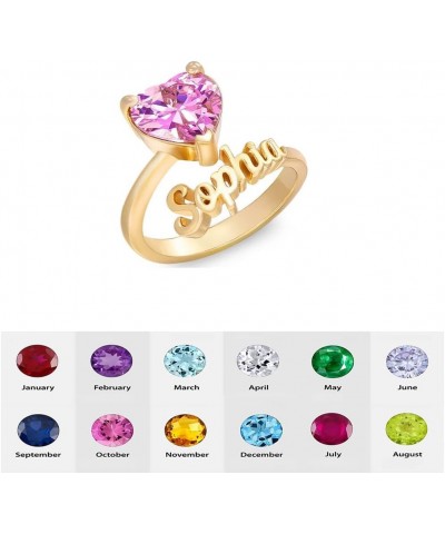 10K 14K 18K Solid Gold Personalized Mother Rings with 1-6 Birthstones Custom Name Ring Jewelry Gifts for Women Girlfriend Mom...