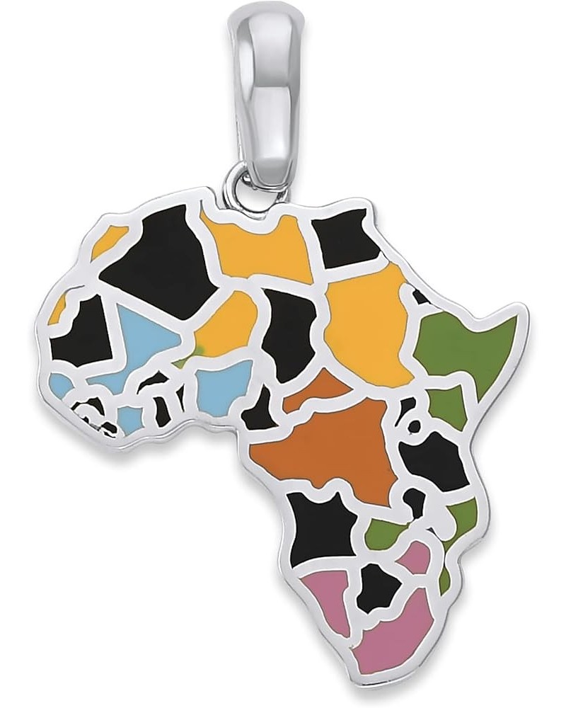 Africa Necklace in Sterling Silver, Multi-Color Pendant, Made in America Pendant Only $24.20 Necklaces