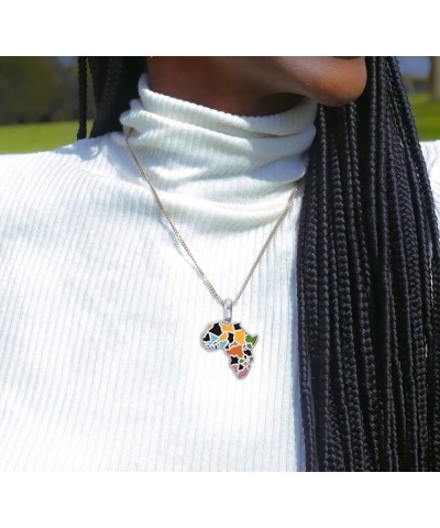 Africa Necklace in Sterling Silver, Multi-Color Pendant, Made in America Pendant Only $24.20 Necklaces