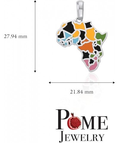 Africa Necklace in Sterling Silver, Multi-Color Pendant, Made in America Pendant Only $24.20 Necklaces