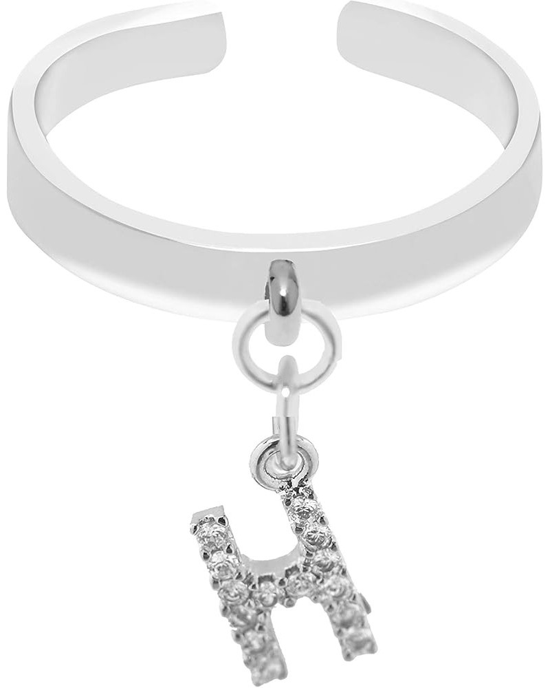 Dangle Initial Charm Adjustable Ring H Silver $8.69 Rings