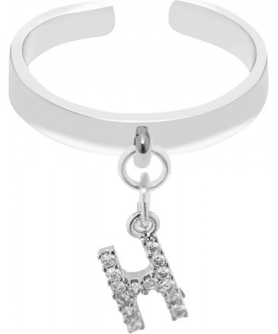 Dangle Initial Charm Adjustable Ring H Silver $8.69 Rings