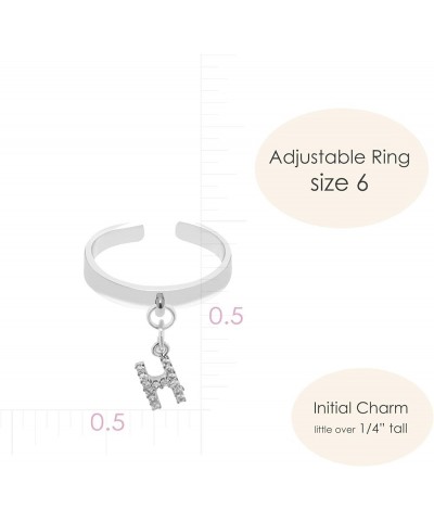 Dangle Initial Charm Adjustable Ring H Silver $8.69 Rings