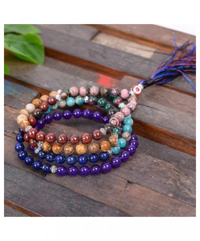 YGLINE Chakra 108 Mala Beads Bracelet Real Healing Gemstone Yoga Meditation Hand Knotted Mala Prayer Bead Necklace Multi $11....