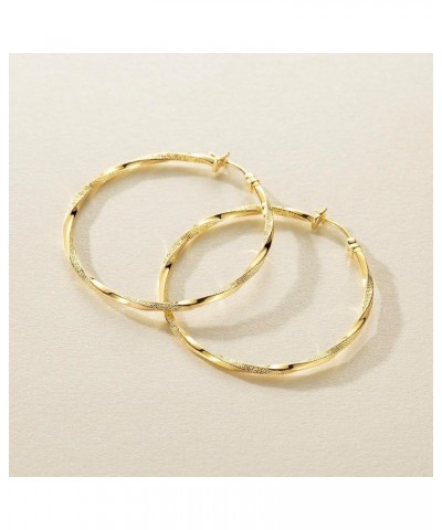 14K Gold Hoop Earring for Women Gold Earrings Hoops Twisted 14 Karat Gold Earrings Gold Jewelry Lightweight 40mm (40mm yellow...