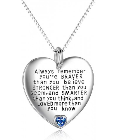 Sterling Silver Always Remember You are Braver Than You Believe Jewelry Pendant Necklace Inspirational Gifts September $14.76...