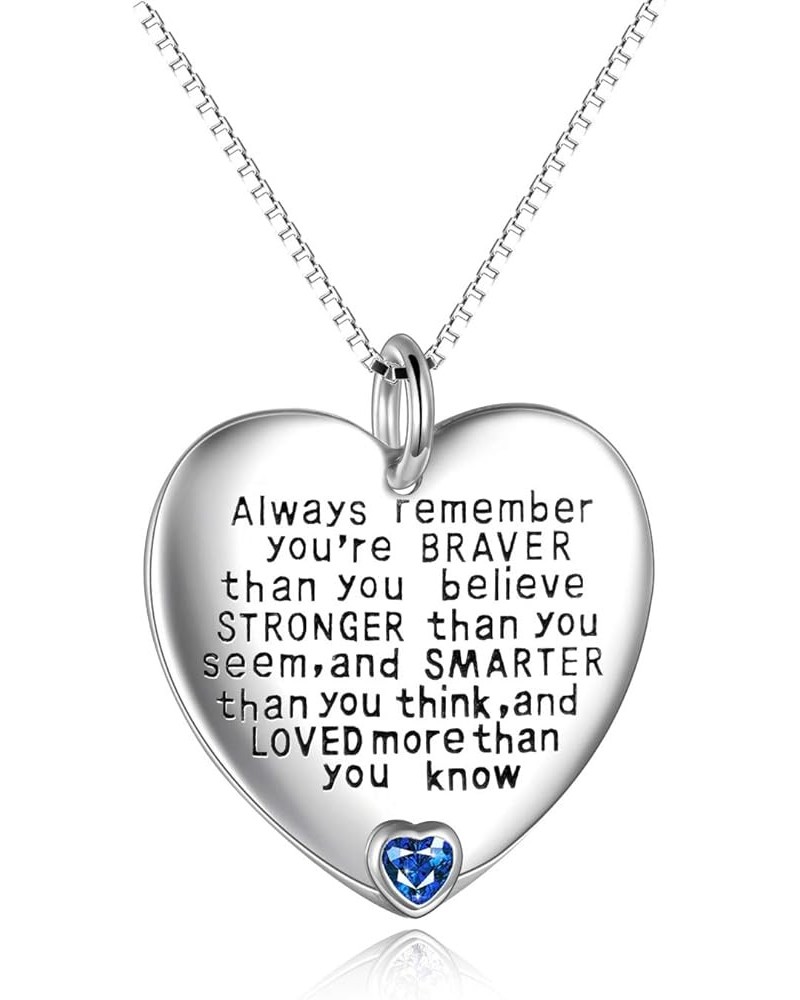 Sterling Silver Always Remember You are Braver Than You Believe Jewelry Pendant Necklace Inspirational Gifts September $14.76...