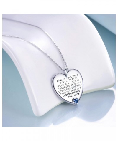 Sterling Silver Always Remember You are Braver Than You Believe Jewelry Pendant Necklace Inspirational Gifts September $14.76...