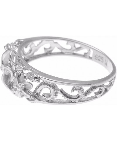 Sterling silver 925 Hawaiian 3 plumeria flower cz ring maile cut out scroll rhodium plated size 3 to 10 $15.51 Rings