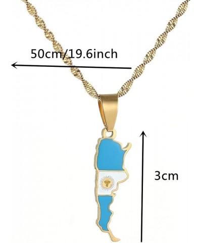 Stainless Steel Argentina Map Flag Pendant Necklaces For Men Women Gold Color Charm Argentine Maps Jewelry gold $8.67 Necklaces