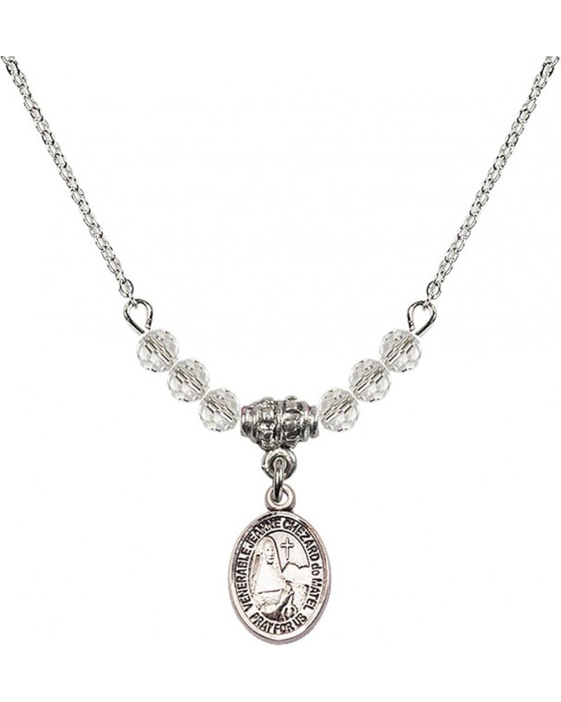 April Birth Month Bead Necklace with Catholic Patron Saint Petite Charm, 18 Inch Saint Jeanne Chezard de Matel $32.44 Necklaces