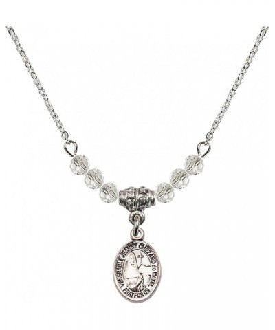 April Birth Month Bead Necklace with Catholic Patron Saint Petite Charm, 18 Inch Saint Jeanne Chezard de Matel $32.44 Necklaces