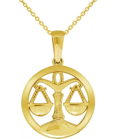 14k Yellow Gold Round Zodiac Sign Charm Horoscope Pendant Necklace (Small) 22.0 Inches Libra $77.00 Necklaces