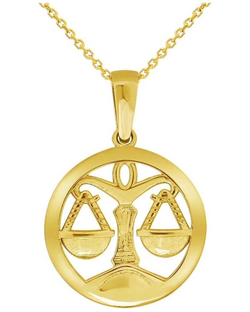 14k Yellow Gold Round Zodiac Sign Charm Horoscope Pendant Necklace (Small) 22.0 Inches Libra $77.00 Necklaces