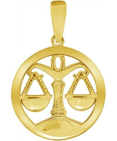 14k Yellow Gold Round Zodiac Sign Charm Horoscope Pendant Necklace (Small) 22.0 Inches Libra $77.00 Necklaces