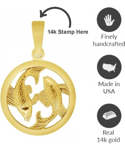 14k Yellow Gold Round Zodiac Sign Charm Horoscope Pendant Necklace (Small) 22.0 Inches Libra $77.00 Necklaces