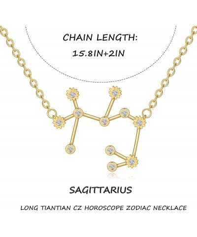 2Pcs Zodiac Necklace for Women 12 Constellation Sign Necklace CZ Astrology Zodiac Star Necklace Birthday Gifts With Message C...