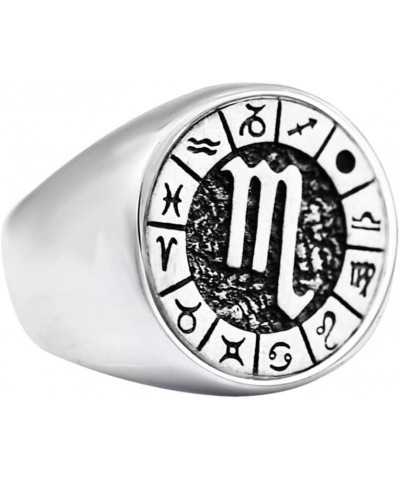 Unisex Stainless Steel Simple 12 Constellation Zodiac Signet Ring Horoscope Astrology Silver Scorpio $8.79 Others