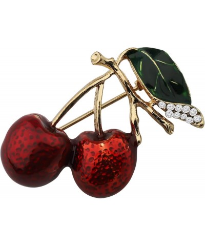 Red Enamel Twin Cherry Brooch Pin Fruit Jewelry For Women Girls Clothing Acccessories cherry brooch $9.35 Others