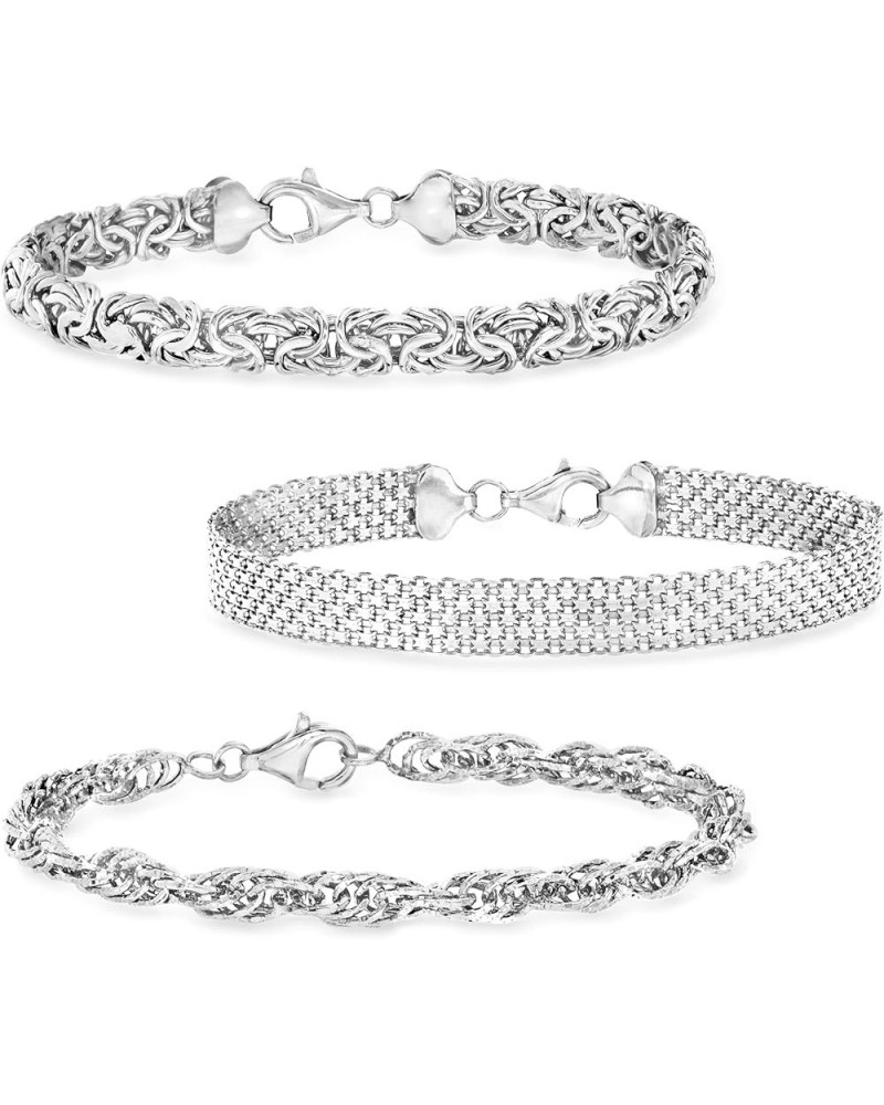 Jewelry Set: 3 Link Bracelets Sterling Silver 7.0 Inches $49.28 Bracelets