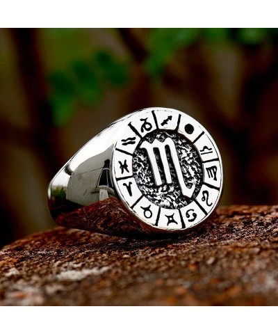 Unisex Stainless Steel Simple 12 Constellation Zodiac Signet Ring Horoscope Astrology Silver Scorpio $8.79 Others