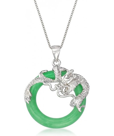 Jade Dragon Open-Space Pendant Necklace in Sterling Silver 18.0 Inches $33.28 Necklaces