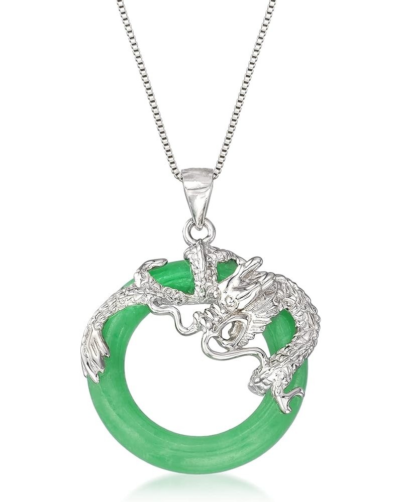 Jade Dragon Open-Space Pendant Necklace in Sterling Silver 18.0 Inches $33.28 Necklaces