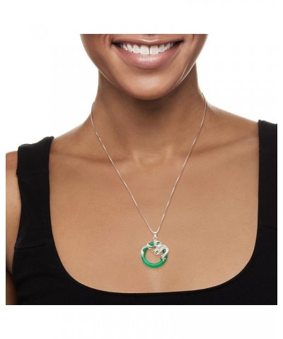 Jade Dragon Open-Space Pendant Necklace in Sterling Silver 18.0 Inches $33.28 Necklaces