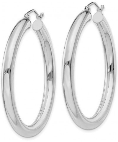 Women Sterling Silver 4mm High Polished Round Hoop Earrings 40MM $30.24 Earrings