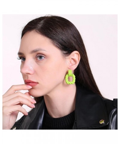 Rectangle Earrings for Women, Acrylic Square Earrings Twisted Geometric Statement Earrings Green $8.39 Earrings