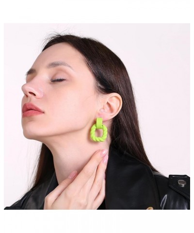 Rectangle Earrings for Women, Acrylic Square Earrings Twisted Geometric Statement Earrings Green $8.39 Earrings