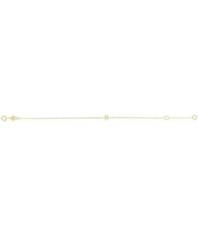 14k Solid Yellow Gold Mini Initial R Bracelet with Spring Ring Closure, Letter R Pendant 5mm, 0.8mm Cable Chain (7" And yello...