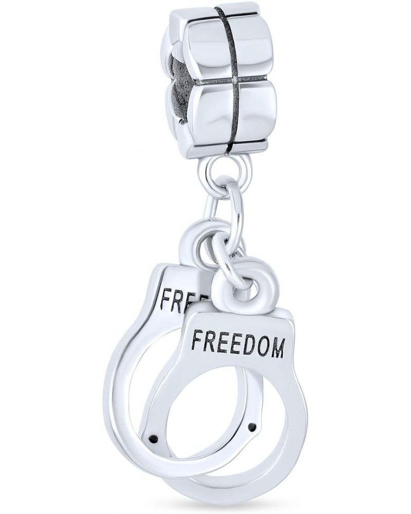 Shades Of Grey Dangle Handcuff Charm Bead For Women Teen .925 Sterling Silver Fits European Bracelet $17.59 Bracelets